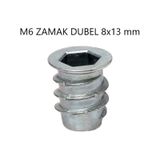 Metal Dübel Mobilya Bağlantı Zamak Vida Yuvası M6 8X13 10 Adet