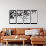 Metal Duvar Dekoru, 4 Panel Hayat Ağacı, Duvar Tabelası, Metal Duvar Sanatı, İç Dekorasyon, İç Mekan Dış Mekan Askıları (*79" G x 39" Y / 200x100cm)