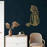 Metal Duvar Dekoru, Geometrik Kedi, Ev Oturma Odası Dekoru, Duvar Tabelası, Metal Duvar Sanatı, İç Dekorasyon, İç Mekan Dış Mekan Askıları, Altın (*15" G x 24" Y / 38x61 cm)