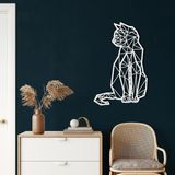Metal Duvar Dekoru, Geometrik Kedi, Ev Oturma Odası Dekoru, Duvar Tabelası, Metal Duvar Sanatı, İç Dekorasyon, İç Mekan Dış Mekan Askıları, Beyaz (*23" G x 36" Y / 58x91 cm)
