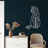 Metal Duvar Dekoru, Geometrik Kedi, Ev Oturma Odası Dekoru, Duvar Tabelası, Metal Duvar Sanatı, İç Dekorasyon, İç Mekan Dış Mekan Askıları, Gümüş (*12" G x 18" Y / 31x46 cm)