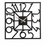 Metal Duvar Saati, Siyah, Kare Tasarım, Modern Stil, Altın Rengi Akrep ve Yelkovan 45x45 cm