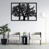 Metal Duvar Sanatı, 3 Panel Hayat Ağacı Dekoru, 3D Metal Duvar Dekoru Ev Ofis Yatak Odası Oturma Odası Dış Mekan Dekorasyonu için Benzersiz Duvar Askıları (41" G x 29" Y / 105x74 cm)
