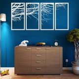 Metal Duvar Sanatı, Beyaz Hayat Ağacı 4 Parça, Metal Ağaç Duvar Sanatı, Ağaç Tabelası, Metal Duvar Dekoru, İç Dekorasyon, Yeni Eve Taşınma Hediyesi, 4 Panel Duvar Askısı (59" G x 30" Y / 150x75 cm)
