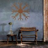 Metal Duvar Sanatı, Bronz Metal Viking Dekoru, İskandinav Mitolojisi Vegvisir Rünleri ve Sembolleri, Metal Duvar Dekoru, İskandinav, Ev Dekoru, İç Dekorasyon (18"G x 18" Y / 45x45 cm)