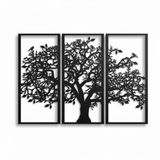Metal duvar sanatı, büyük yaşam ağacı, 3 panel, metal, duvar dekorasyonu, soy ağacı, sanat (75 x 50 cm)