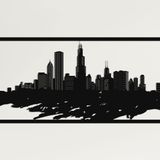 Metal Duvar Sanatı, Chicago Skyline Şehir Silueti, Metal Duvar Dekoru, Ev Ofis Dekoru, Oturma Odası Dekorasyonu, Yeni Eve Taşınma Hediyesi (46" G x 24" Y / 118x60 cm)