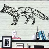 Metal Duvar Sanatı Dekoru - Geometrik Tilki - 3D Duvar Silueti Metal Duvar Dekoru Ev Ofis Dekorasyonu Yatak Odası Oturma Odası Dekor Heykel (18" G x 7" Y / 46x18cm)