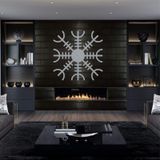 Metal Duvar Sanatı, Gümüş Gri Metal Viking Dekoru, İskandinav Mitolojisi Vegvisir Rünleri ve Sembolleri, Metal Duvar Dekoru, İskandinav, Ev Dekoru, İç Dekorasyon (18" G x 18" Y / 45x45 cm)