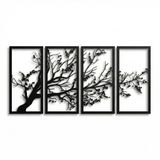 Metal Duvar Sanatı, Hayat Ağacı 4 Panel, Ağaç Duvar Dekoru, Oturma Odası Dekoru, Ev İç Dekorasyonu, Yeni Eve Taşınma Hediyesi, 4 Parça Duvar Askısı (47" G x 24" Y / 120x60 cm)