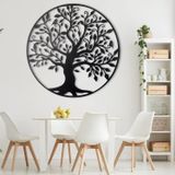 Metal Duvar Sanatı Hayat Ağacı Metal Duvar Dekorasyonu Heykel Yatak Odası Oturma Odası Mutfak için (81,28 x 81,28 cm)