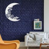 Metal Duvar Sanatı, Hilal Sanatı, Ay ve Çiçekler Dekoru Metal Duvar Dekoru, Ev Ofis Dekoru, Oturma Odası Dekorasyonu, Yeni Eve Taşınma Hediyesi (20" G x 24"Y / 50x60cm, Beyaz)