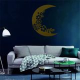 Metal Duvar Sanatı, Hilal Sanatı, Ay ve Çiçekler Dekoru Metal Duvar Dekoru, Ev Ofis Dekoru, Oturma Odası Dekorasyonu, Yeni Eve Taşınma Hediyesi (25" G x 30" Y / 63x75 cm, Altın)