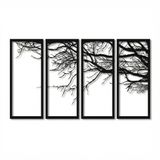 Metal Duvar Sanatı, Metal Duvar Dekoru, Hayat Ağacı, 4 Panel Duvar Sanatı, Çerçeveli Metal Duvar Heykeli, Büyük Çerçeveli Duvar Tabelası, Ev Dekoru Duvar Sanatı (*47" G x 24" Y / 120x60 cm)