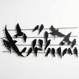 Metal Duvar Sanatı Metal Kuş Sürüleri Duvar Sanatı 3D Duvar Silueti Metal Duvar Dekoru Ev Dekorasyonu Oturma Odası Dekoru Metal Tabela Duvar Askıları (40 inç G x 19 inç Y / 101 x 48 cm)