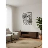 Metal Duvar Tablosu Kadın Figürü Gül Sanatı Line Art Modern Soyut Dekoratif Aksesuar