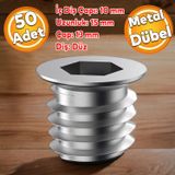 Metal Duz Disli Dubel Ahsap Dubeli M10 13X15 Dis Cinko Mobilya Baglanti Unite Birlestirme (50 Adet)