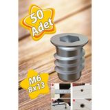Metal Düz Dişli Dübel Ahşap Dübeli M6 8X13 Diş Çinko Mobilya Bağlantı Ünite Birleştirme (50 Adet) Mo