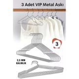 Metal Elbise Kıyafet Askısı,3 Adet, Giysi Askısı,Pantolon Askısı Tel Askı Vıp Metal Metalik Tr
