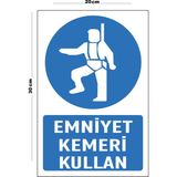 Metal Emniyet Kemeri Kullan 20CM x 30CM A4 Büyüklüğünde Uyarı Levhası Yönlendirme Tabelası - 20 cm x 30 cm