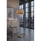 Metal Eskitme Gold Ayak Toile De Jouy Vintage Lambader Kahverengi Başlık