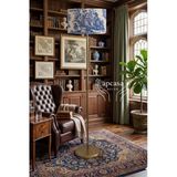 Metal Eskitme Gold Ayak Toile De Jouy Vintage Lambader Mavi Başlık