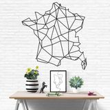 Metal Fransa Haritası, Fransa Geometrik Haritası, Metal Duvar Sanatı, İç Dekorasyon, Duvar Asmaları, Metal Duvar Sanatı, Carte France Métal (38"G x 40"Y / 96x100 cm)
