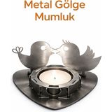 Metal Gölge Mumluk Kuş Tasarım Romantik Dekoratif Mumluk - 1
