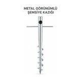Metal Görünümlü Şemsiye Kazığı 46 Cm / 30 Mm Çap Gümüş