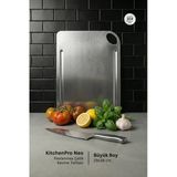 Metal Hayaller Kitchenpro Neo Paslanmaz Çelik Kesme Tahtası (Büyük Boy - 29X38 Cm)