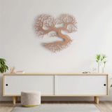 Metal Hayat Ağacı Kalp Duvar Sanatı, 24 x 24 inç, Doğa Duvar Heykeli, Modern Minimalist Dekor (Bronz, 28x25 inç (70x63 cm), Boyutlar)