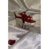 Metal Helikopter Dekoratif Maket El Yapımı Oyuncak Kırmızı Beyaz