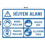 Metal Hijyen Alanı 20CM x 30CM A4 Büyüklüğünde Uyarı Levhası Yönlendirme Tabelası - 20 cm x 30 cm