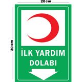 Metal Ilk Yardım Dolabı 20CM x 30CM A4 Büyüklüğünde Uyarı Levhası Yönlendirme Tabelası - 20 cm x 30 cm