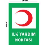 Metal Ilk Yardım Noktası 20CM x 30CM A4 Büyüklüğünde Uyarı Levhası Yönlendirme Tabelası - 20 cm x 30 cm