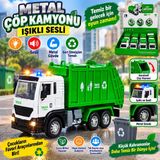 Metal Işıklı Sesli Çöp Kamyonu Oyuncak Geri Dönüşüm Temalı Hareketli Çöp Kamyonu