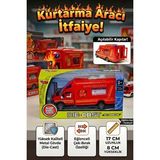 Metal İtfaiye Kurtarma Vanı - 17cm, Çek Bırak, Açılır Kapılı Die-Cast Model Oyuncak Araba
