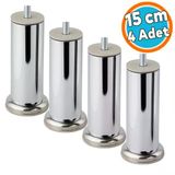 Metal Kalın 51 Mm Mobilya Ayağı Dayanıklı Koltuk Kanepe Tv Ünitesi M8 Civata Krom 15 Cm 4 Adet