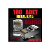 Metal Kaliteli - 100 Adet Rj45 Rj-45 8p8c Ağ Konnektörü Internet Ethernet Kablo Soketi Cat5 Cat6