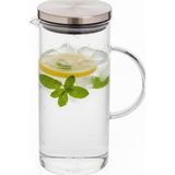 Metal Kapaklı Cam Sürahi – 1200 ml Isıya Dayanıklı Şeffaf Cam, Ergonomik Kulplu, Soğuk ve S - Çok Renkli