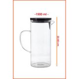 Metal Kapaklı Çizgili Borosilikat Cam Isıya Dayanıklı Süzgeçli 1500 Ml Sürahi