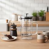 Metal Kapaklı French Press 1000 ml - Paslanmaz Çelik Çerçeveli Büyük Boy Filtre Kahve ve Bitki Çayı Demliği