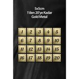 Metal Kapı Daire Apartman Masa Dolap Numarası Seti – 20’li Takım (1’den 20’ye Kadar), Metal 5x5 cm - Altın - 5 x 5 cm