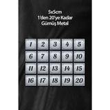 Metal Kapı Daire Apartman Masa Dolap Numarası Seti – 20’li Takım (1’den 20’ye Kadar), Metal 5x5 cm - Gümüş - 5 x 5 cm