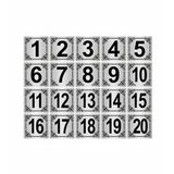 Metal Kapı,masa,dolap Numarası 3,5x3,5cm 20 Adet (1…20) Gümüş Renk Metal