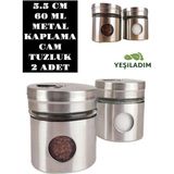 Metal Kaplama Cam Tuzluk Baharatlık 2 Adet 5cm Renk Tek Ebat Beden