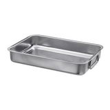 Metal Kare Fırın Kabı MeridyenDukkan 24x34 Cm Paslanmaz Çelik Kulplu Kare Fırın Pişirme Tepsisi