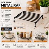 Metal Kare Siyah Nihale-Silikon Ayaklı Kaymaz Isıya Dayanıklı Tezgah Koruyucu Tencere Çaydanlık Altlığı 17x17cm