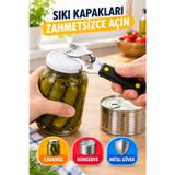 Metal Kavanoz Kapağı Ve Konserve Açacağı Siyah Saplı Çok Amaçlı Pratik Kapak Açıcı