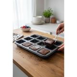Metal Kek Kalıbı Muffin 12 li Kare Kapsül Kek Kalıbı 3070